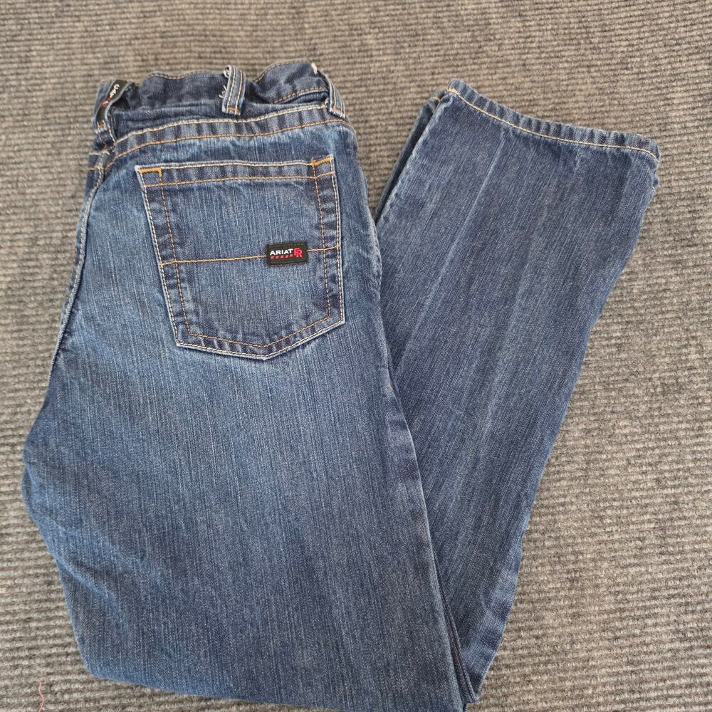 ARIAT FR CAT 2 M4 Relaxed Boot 34x32 100% Cotton Blue Denim Jeans